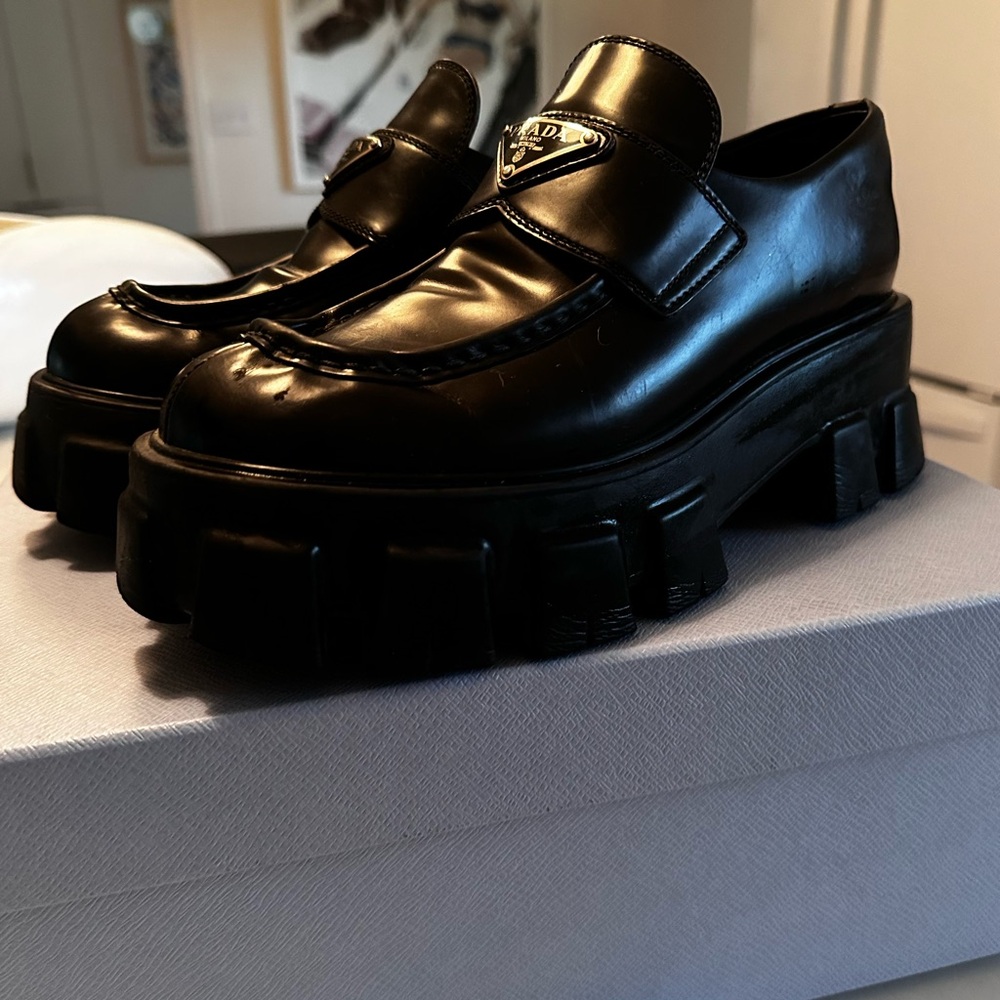 Prada Monolith Black Loafers